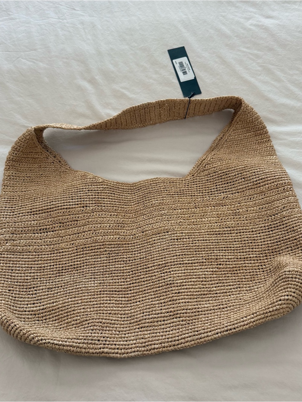 Woven Straw Shoulder Bag in Tan - Picture 1 of 5